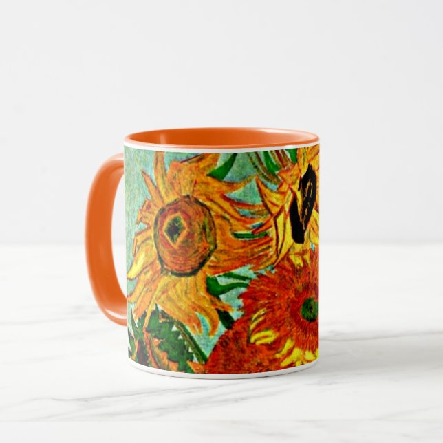Van Gogh - Sunflowers 12 Two-Tone Coffee Mug (Front Left)