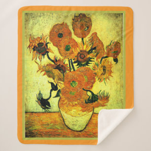 Van Gogh - Sunflowers 14, famous painting, Sherpa Blanket