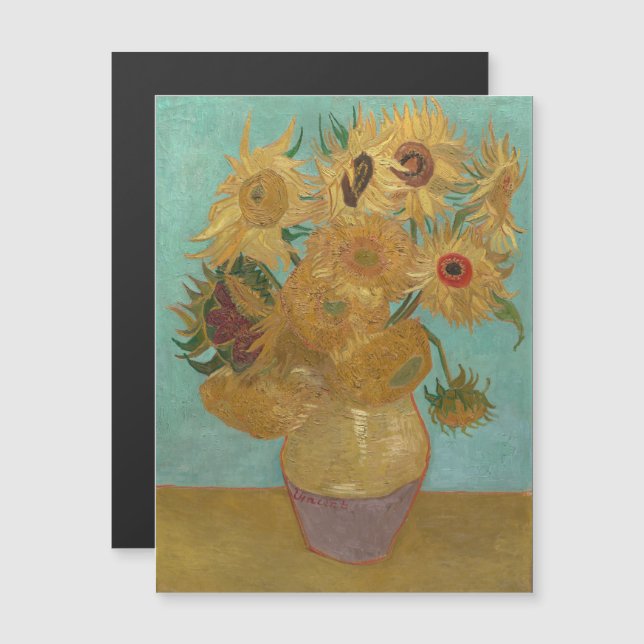 Van Gogh - Sunflowers, 3rd Version, Repetition Magnetic Invitation (Front/Back)