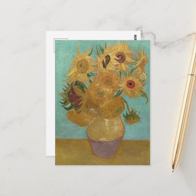 Van Gogh - Sunflowers, 3rd Version, Repetition Postcard (Front/Back In Situ)