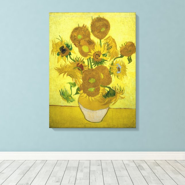Van Gogh - Sunflowers, 4th Version, Repetition Canvas Print (Insitu(Wood Floor))