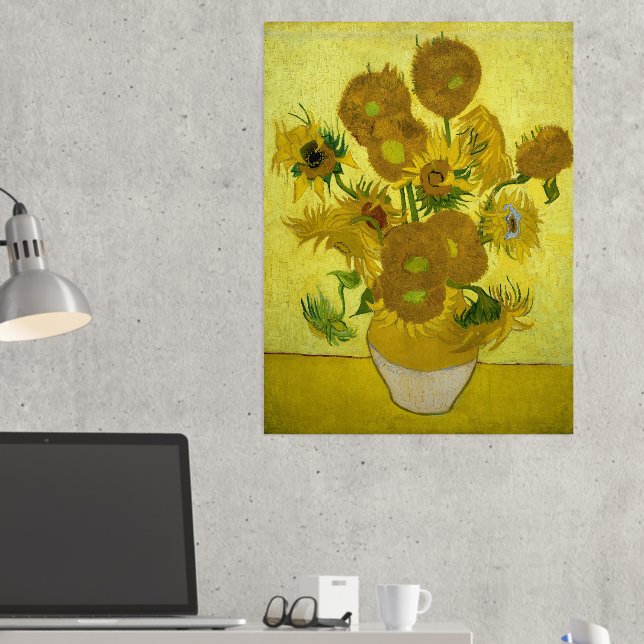 Van Gogh - Sunflowers, 4th Version, Repetition Foil Prints (In Situ (Desk 2))