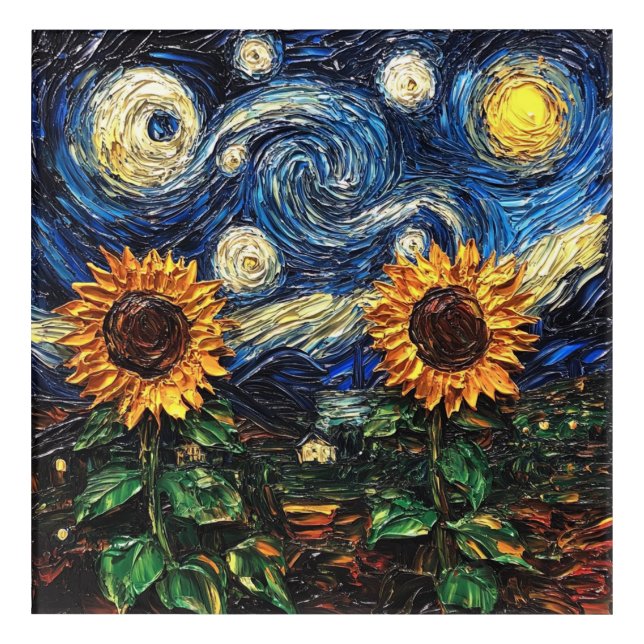 Van Gogh sunflowers and starry night Acrylic Print (Front)