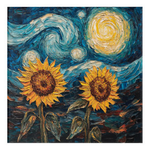Van Gogh sunflowers and starry night Acrylic Print