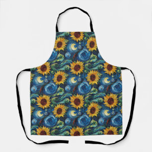 Van Gogh sunflowers and starry night Apron