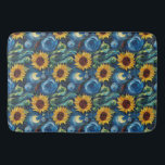 Van Gogh sunflowers and starry night  Bath Mat<br><div class="desc">Van Gogh sunflowers and starry night</div>