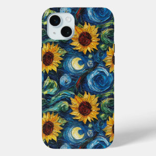 Van Gogh sunflowers and starry night iPhone 15 Plus Case
