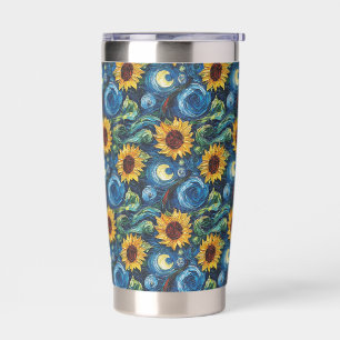 Van Gogh sunflowers and starry night Insulated Tumbler