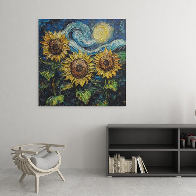 Van Gogh sunflowers and starry night Metal Print (Creator Uploaded)