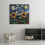 Van Gogh sunflowers and starry night Metal Print<br><div class="desc">Van Gogh sunflowers and starry night</div>