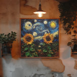 Van Gogh sunflowers and starry night Poster<br><div class="desc">Van Gogh sunflowers and starry night</div>