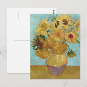 Van Gogh Sunflowers - Blue & Yellow Impressionism Postcard