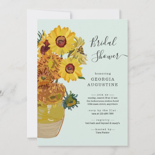 Van Gogh Sunflowers Bridal Shower Invitation - Van Gogh Sunflowers Bridal Shower Invitation - a modern take on Van Gogh's sunflowers make a unique and artistic invitation for your special celebration.