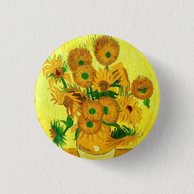 Van Gogh Sunflowers Button (Front)
