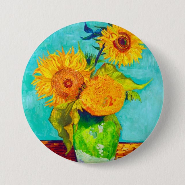 Van Gogh Sunflowers Button (Front)
