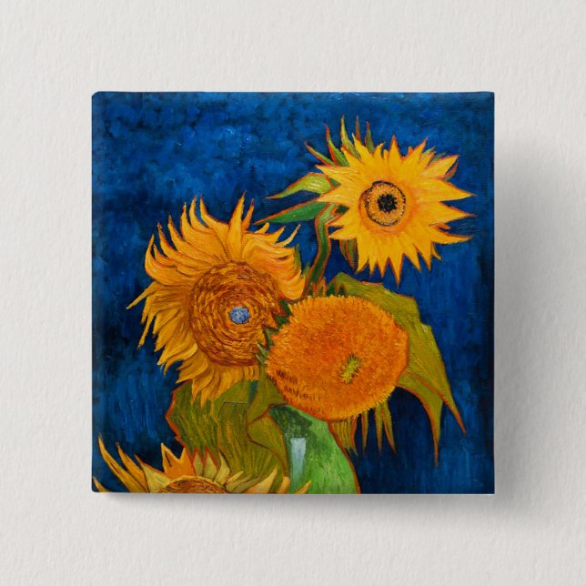 Van Gogh Sunflowers Button (Front)