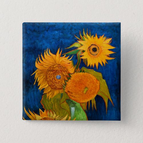 Van Gogh Sunflowers Button