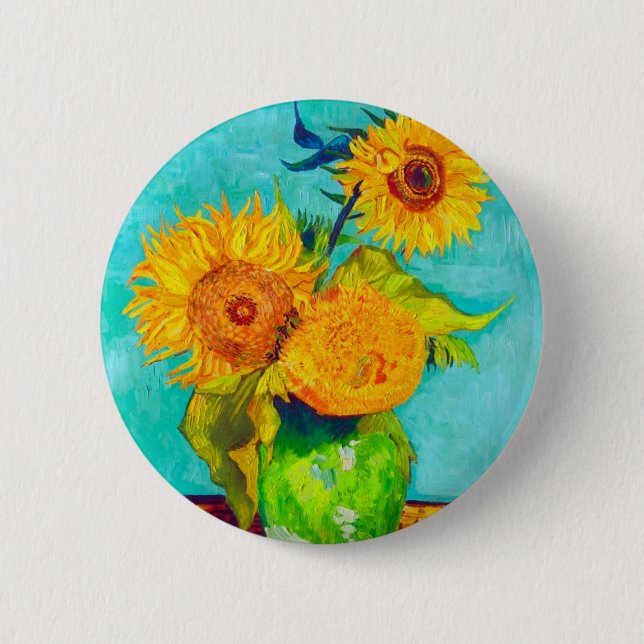 Van Gogh Sunflowers  Button (Front)