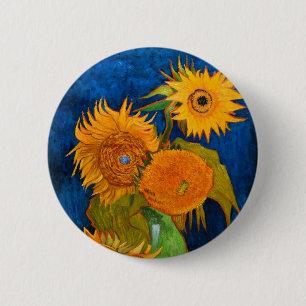 Van Gogh Sunflowers Button
