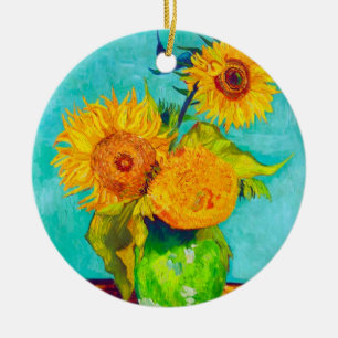 Van Gogh Sunflowers Ceramic Ornament