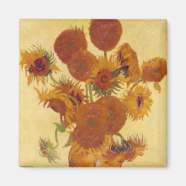 Van Gogh Sunflowers (F454) Vintage Fine Art Magnet (Front)
