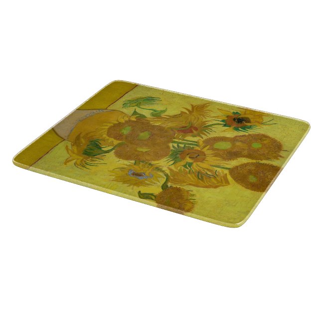 Van Gogh Sunflowers Glass Cutting Board (Corner)