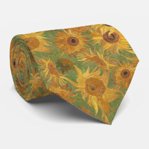Van Gogh Sunflowers green yellow ochre goldenrod Neck Tie