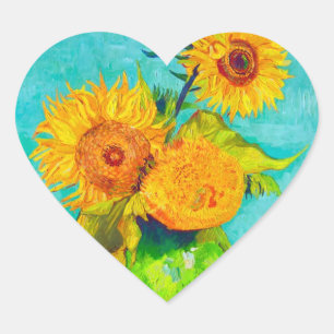 Van Gogh Sunflowers Heart Sticker
