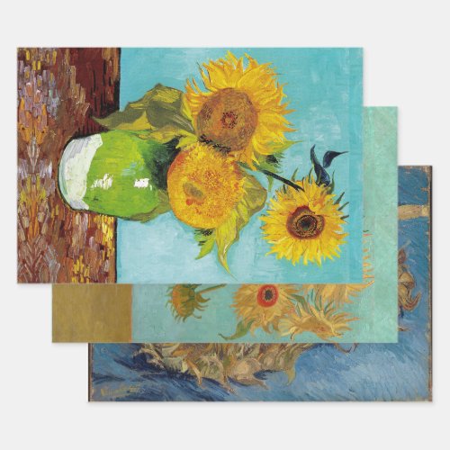 VAN GOGH SUNFLOWERS HEAVY WEIGHT DECOUPAGE WRAPPING PAPER SHEETS