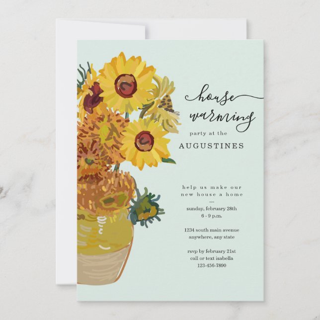 Van Gogh Sunflowers Housewarming Party Invitation (Front)