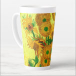Van Gogh Sunflowers Latte Mug<br><div class="desc">Latte Mug featuring Vincent van Gogh’s oil painting Vase with Fifteen Sunflowers (1888). The art depicts a still life of fifteen beautiful sunflowers in a vase. A great gift for fans of Post-Impressionism and Dutch art.</div>