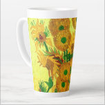Van Gogh Sunflowers Latte Mug<br><div class="desc">Latte Mug featuring Vincent van Gogh’s oil painting Vase with Fifteen Sunflowers (1888). The art depicts a still life of fifteen beautiful sunflowers in a vase. A great gift for fans of Post-Impressionism and Dutch art.</div>
