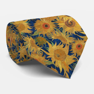 Van Gogh Sunflowers ondigo orange sage ochre Neck Tie