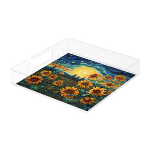 Van Gogh Sunflowers Painting Acrylic Tray