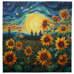 Van Gogh Sunflowers Painting Cloth Napkin
