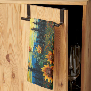 Van Gogh Sunflowers Painting Kitchen Towel
