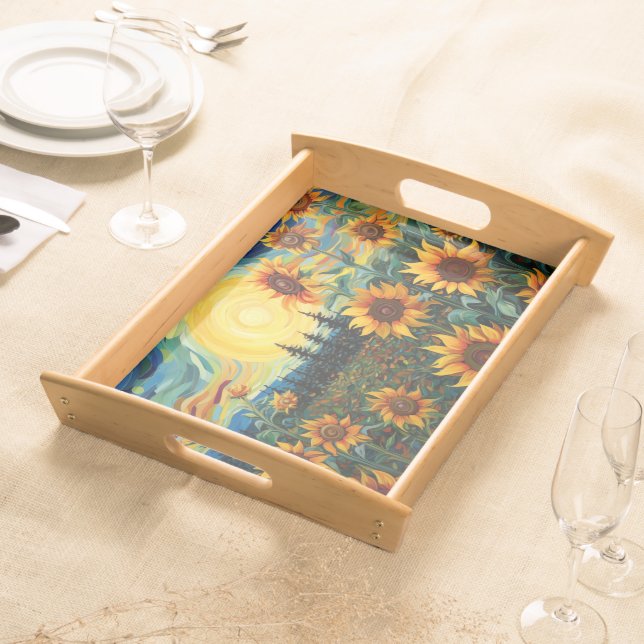  Van Gogh Sunflowers Painting Serving Tray (Front)