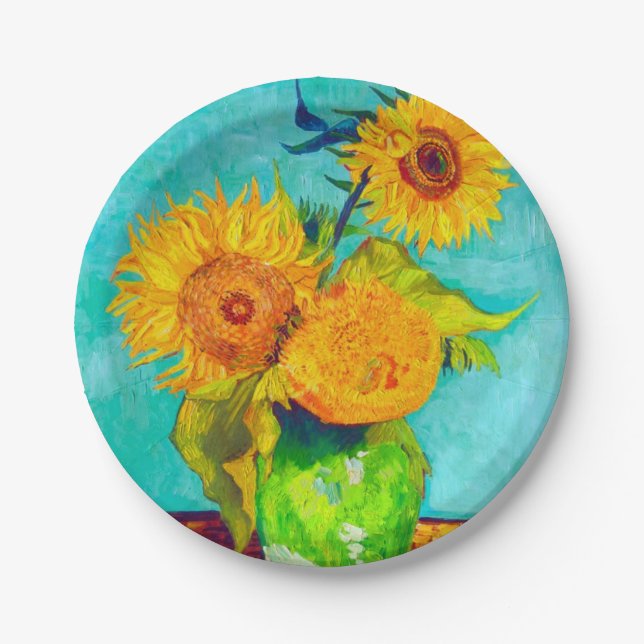 Van Gogh Sunflowers  Paper Plates (Front)