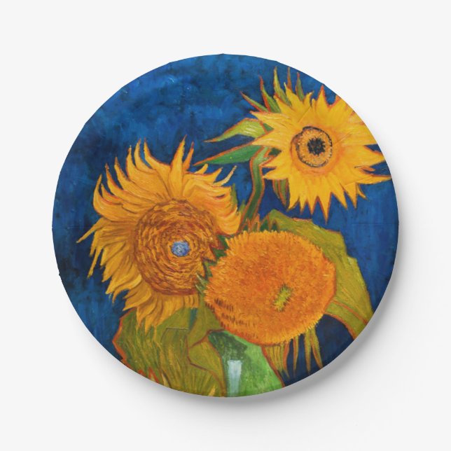 Van Gogh Sunflowers Paper Plates (Front)
