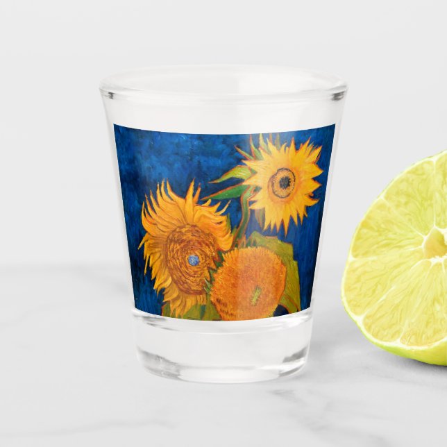 Van Gogh Sunflowers Shot Glass (Front)