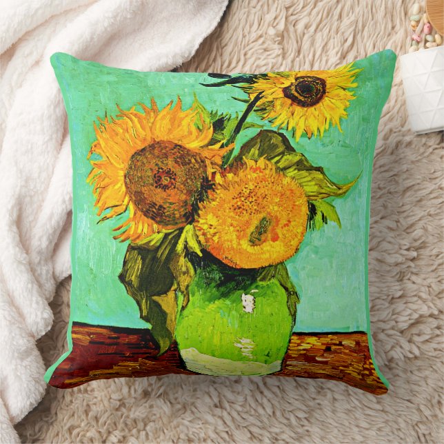Van Gogh - Sunflowers, Three, Throw Pillow (Blanket)
