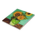 Van Gogh - Sunflowers Tile<br><div class="desc">Vincent Van Gogh painting, Sunflowers, ceramic tile. Post-impressionism painting by Vincent Van Gogh, 1888.</div>