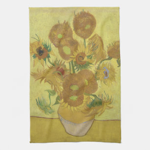 Van Gogh Sunflowers - Vibrant Yellow on Yellow Kitchen Towel