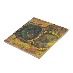 Van Gogh Sunflowers - Vintage Golden Floral Art Ceramic Tile