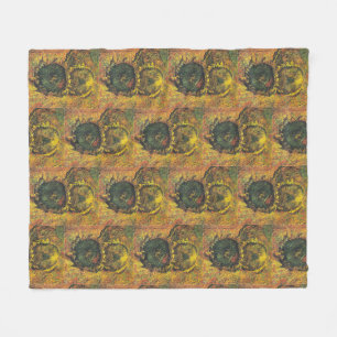 Van Gogh Sunflowers - Vintage Golden Floral Art Fleece Blanket