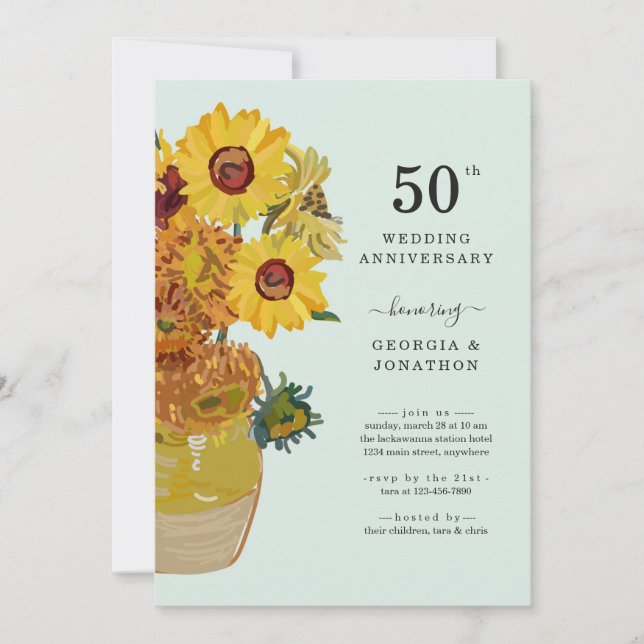 Van Gogh Sunflowers Wedding Anniversary Invitation (Front)