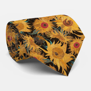 Van Gogh Sunflowers yellow black aqua red Neck Tie