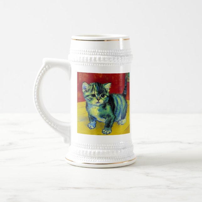 Van Gogh Tabby Cat Beer Stein (Left)