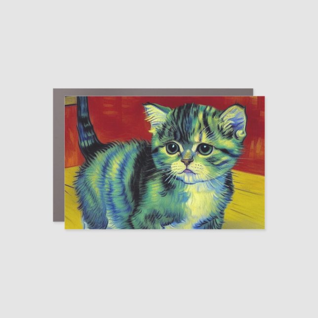 Van Gogh Tabby Cat Car Magnet (Front)
