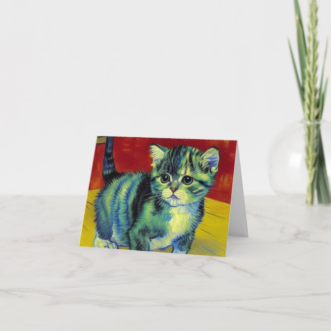 Van Gogh Tabby Cat Invitation (Front)